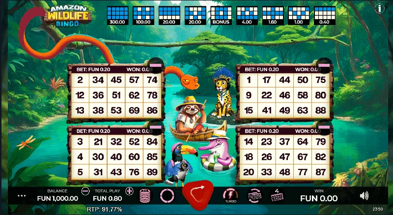 Captură de ecran Amazon Wildlife Bingo