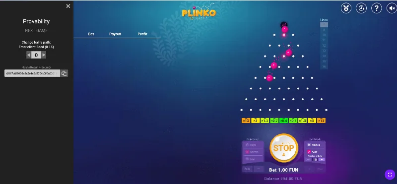 Captură de ecran Plinko