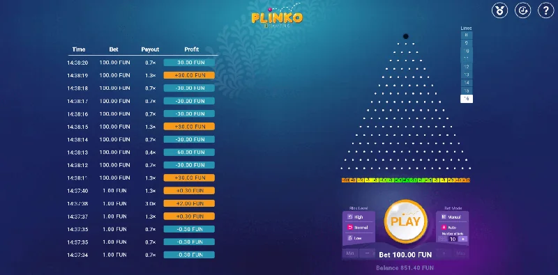 Captură de ecran Plinko