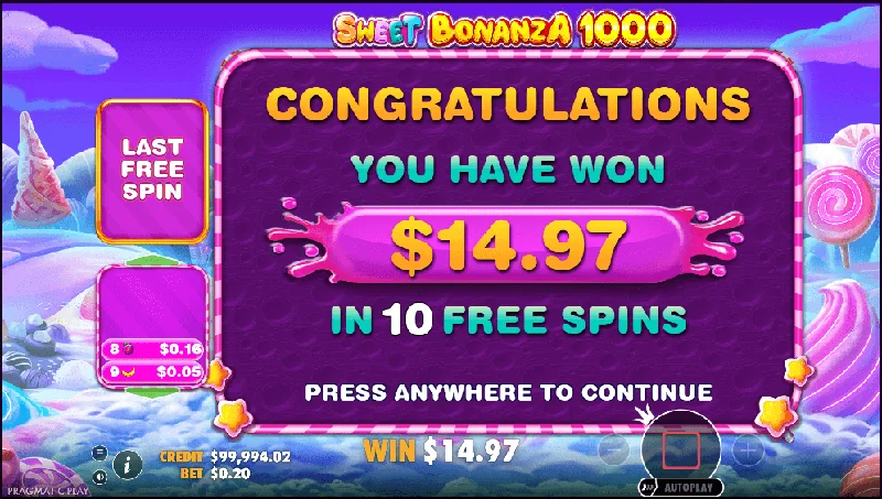 Captură de ecran Sweet Bonanza 1000